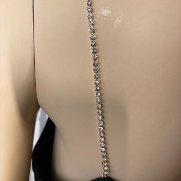 Black Satin size small Cami with Rhinestones - Picture 4 of 7